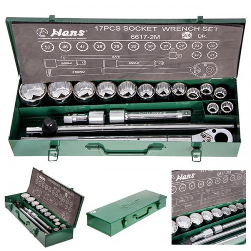 ���������� HANS. ����� �������� ������� 3/4"DR 19-50��,12����., 17 �����. (6617-2M 12PT)