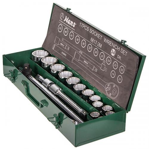 ���������� HANS. ����� �������� ������� 3/4"DR 19-50��,12����., 17 �����. (6617-2M 12PT)