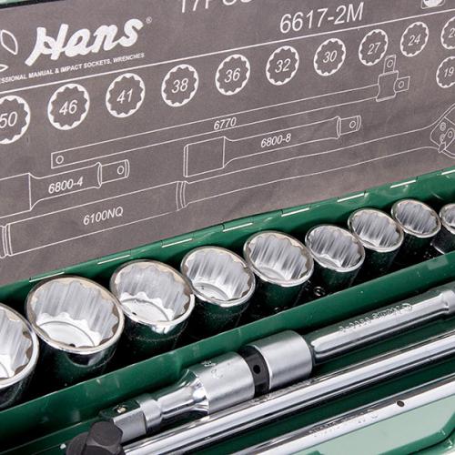 ���������� HANS. ����� �������� ������� 3/4"DR 19-50��,12����., 17 �����. (6617-2M 12PT)