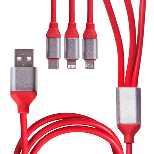 ������ 3 � 1 USB - Micro USB/Apple/Type C (Red)