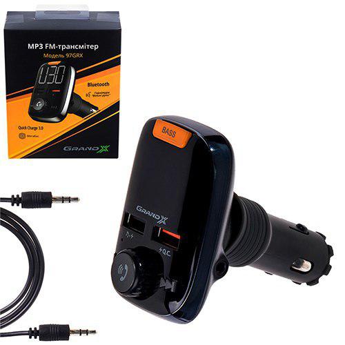 FM-���������� Grand-X 97GRX Bluetooth V5.0, MicroSD + 2 ��� ������ ������� Quick Charge 3.0+2.4A