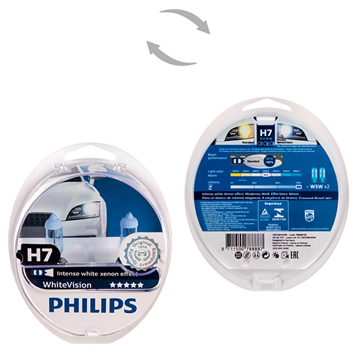 ��������� Philips White Vision H7 12V 55W PX26d 2 �� (12972WHVSM) ����� ��������� ����� ����������� �����
