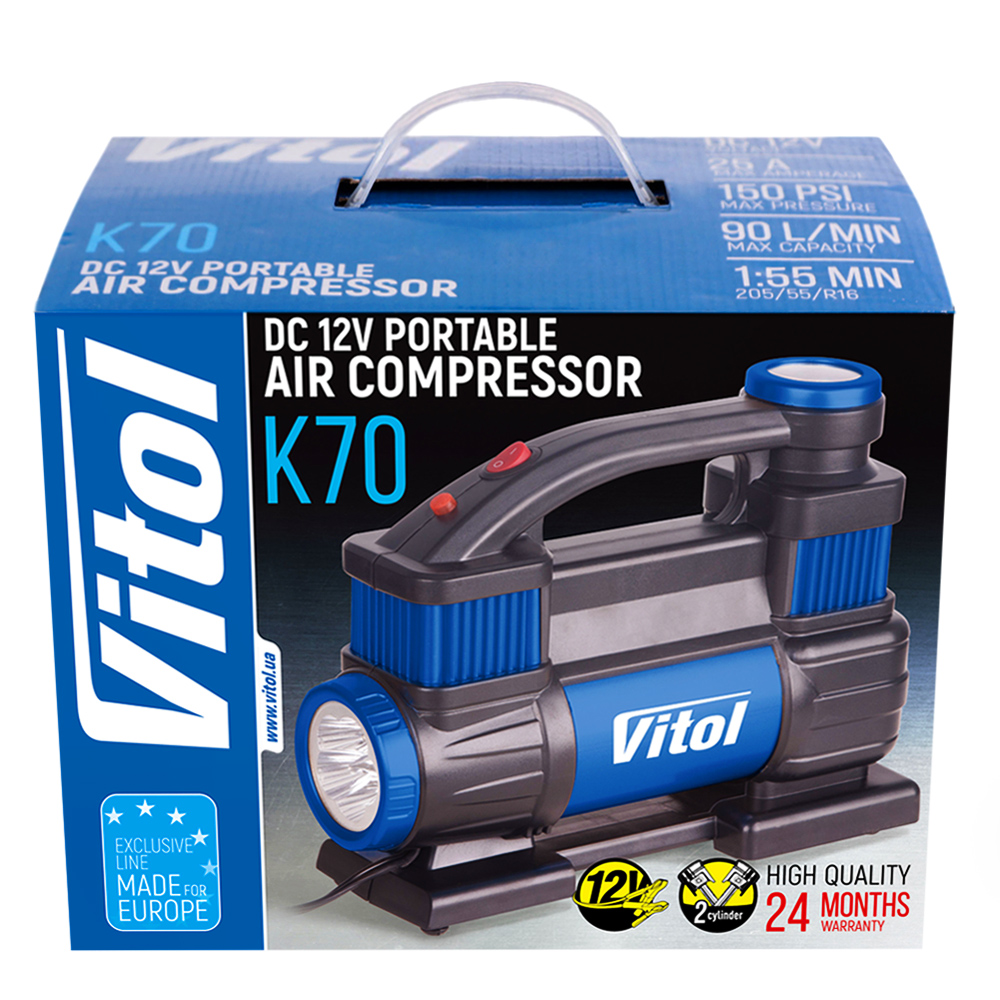 ���������� "ViTOL" K-70 150psi/23Amp/90�/2 ��������/����� 5,0�/������