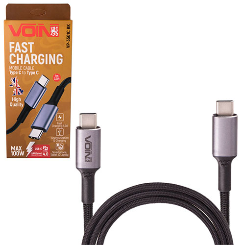 ������ VOIN Type C - Type C 5�/20V, QC4.0/PD 1m, black (������ ������� / �������� �����)