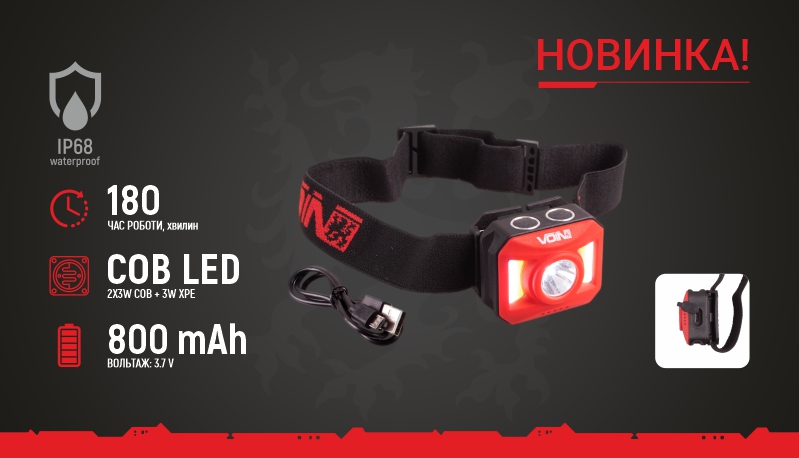 ˳���� �������� VOIN VL-163, 2 x 3W-COB (W/R)+3W XPE/���800mAh/���. ������