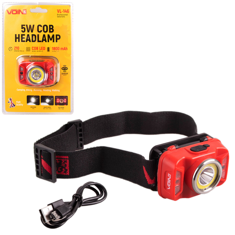 ˳���� �������� VOIN VL-146, 5W-COB+(W/R)+5W XPE/���1800mAh/���. ������/������