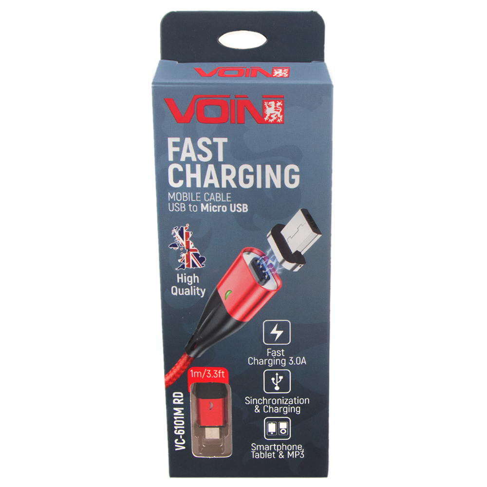 ������ ��������� VOIN USB - Micro USB 3�, 1m, red (������ ������� / �������� �����)