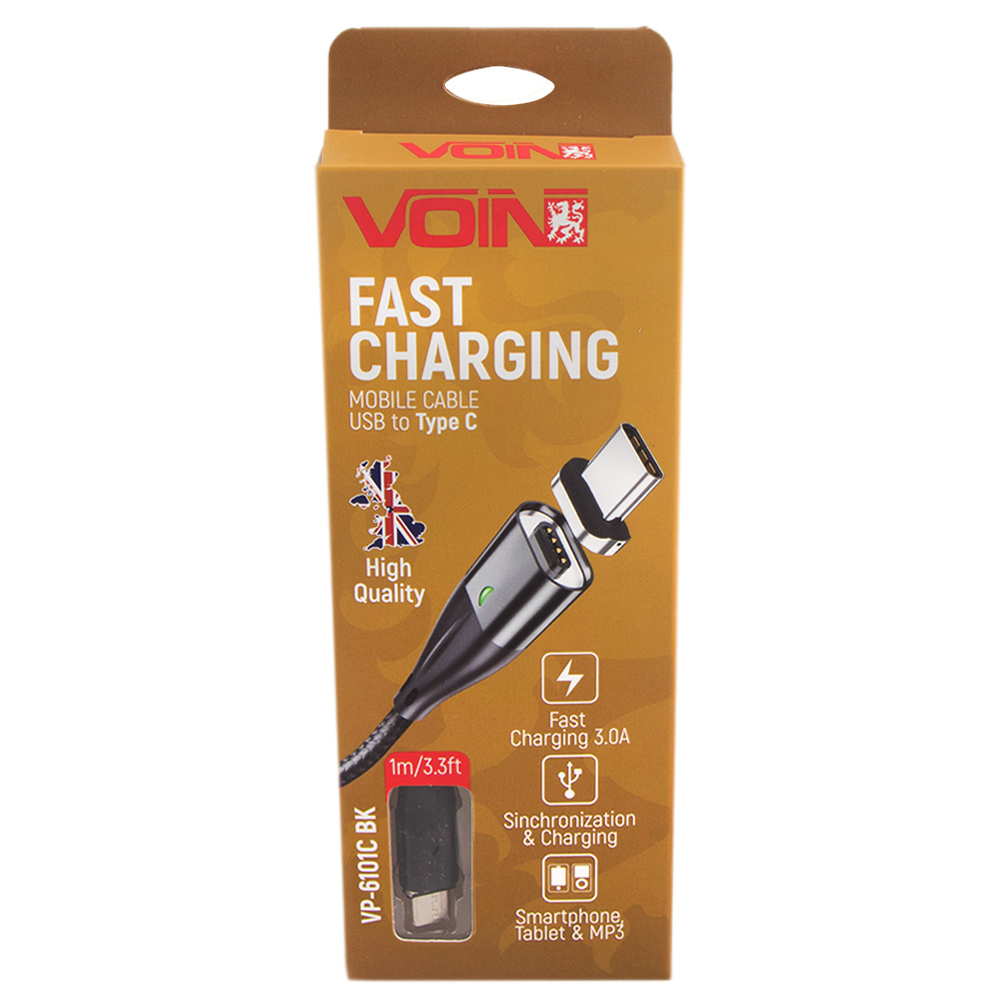 ������ ��������� VOIN USB - Type C 3�, 1m, black (������ ������� / �������� �����)