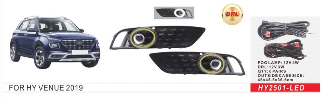 ���� ���. ������ Hyundai Venue/2019-/HY-2501L/LED-12V4W+DRL-3W/FOG+DRL/��.��������