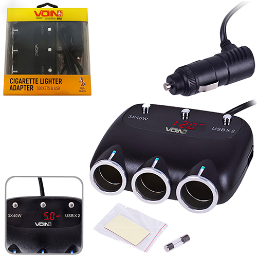 ������������ (����������) ����������� VOIN 3 ������ + 2USB 2400 mA 12/24V SC-3003 ���+���������