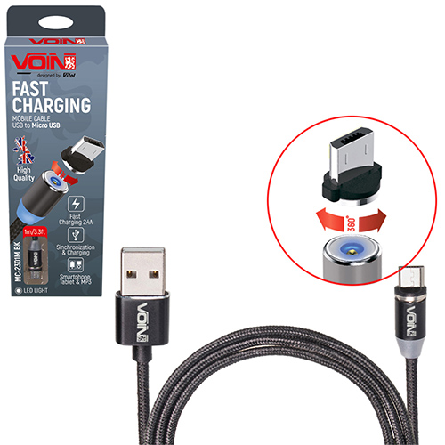 ������ ��������� VOIN MC-2301M BK USB - Micro USB 2,4�, 1m, black (����� �������)