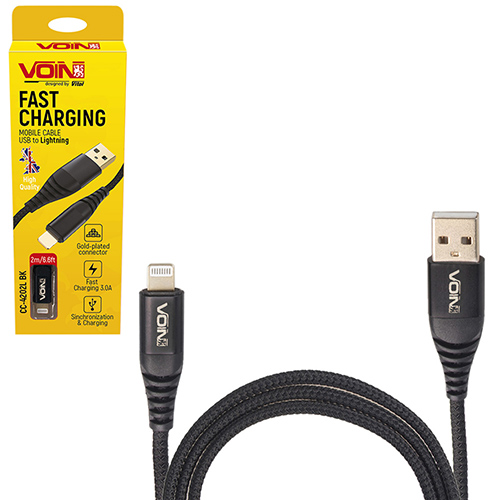 ������ VOIN CC-4202L BK USB - Lightning 3�, 2m, black (������ �������/�������� �����)