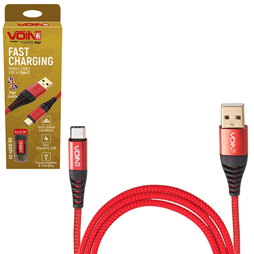 ������ VOIN CC-4201C RD USB - Type C 3�, 1m, red (������ �������/�������� �����)