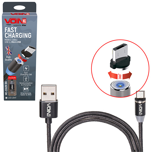 ������ ��������� Voin MC-2302M BK USB - Micro USB 2,4�, 2m, black (����� �������)