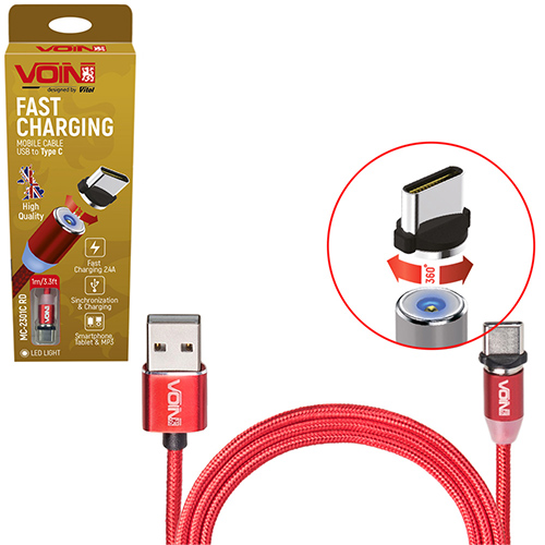 ������ ��������� VOIN MC-2301C RD USB - Type C 2,4�, 1m, red (����� �������) (MC-2301C RD)