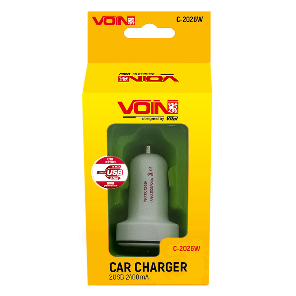 ������������ �������� ������� VOIN C-2026W 2USB (12 / 24V - 5V 2,4A)