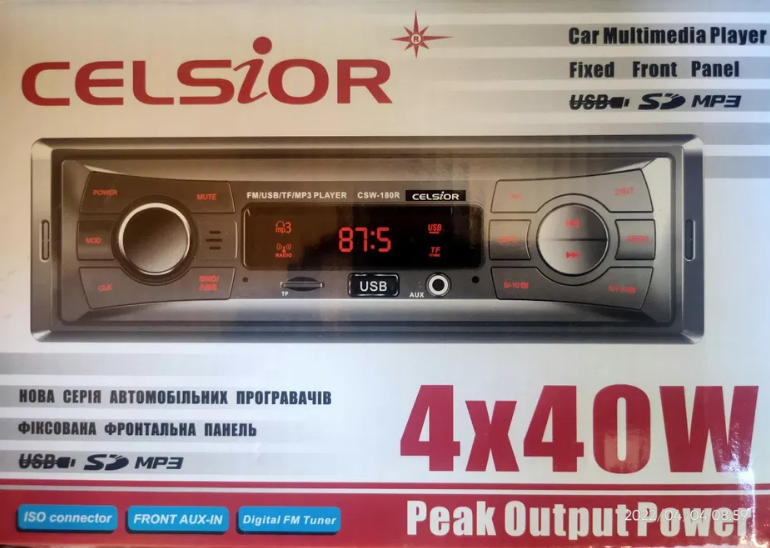 ����������� MP3/SD/USB/FM ��������� Celsior CSW-180R Bluetooth (Celsior CSW-180R)