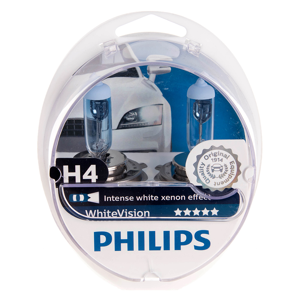 ��������� Philips White Vision H4 12V 60/55W P43t 2 �� (12342WHVSM) ����� ��������� ����� ����������� �����