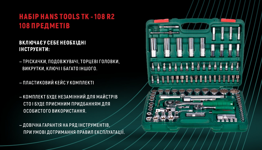 ���� ����. ������� 1/4"DR4-14�� �� 1/2"DR10-32 ��,108 �����(12 �) HANS