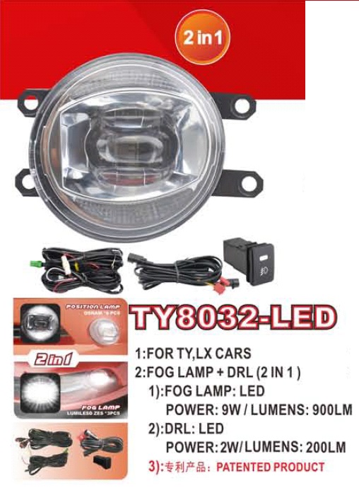 ���� ���. ������ Toyota Cars/TY8032-LED/FOG-12V9W900Lm+DRL-12V2W200Lm/FOG+DRL/e�.��������