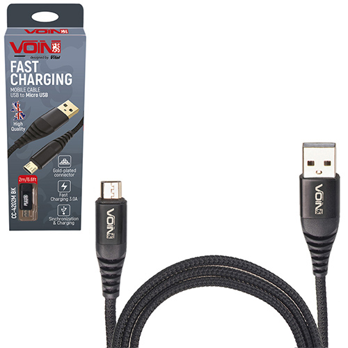 ������ VOIN USB - Micro USB 3�, 1m, black (������ �������/�������� �����)