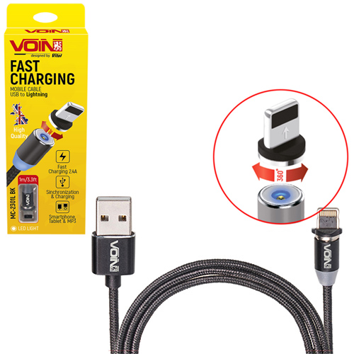 ������ ��������� VOIN USB - Lightning 2,4�, 1m, black (����� �������)