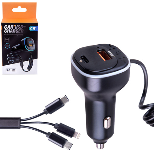 ��������� FM 5�1 �31 12-24v USB 5V-3.1A Type C 5V-3.1A 3in1 charging cable BT5.0 RGB-ambient light