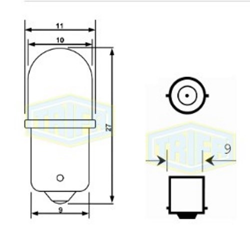 ����� �����������  ���������� LED ����������� ����� Trifa 12V 0,27W BA9s T10 20mA white (02804)