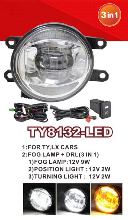 ���� ���. ������ Toyota Cars/TY8132-LED/FOG-12V9W900Lm+DRL-2W+Turn-2W/e�.��������