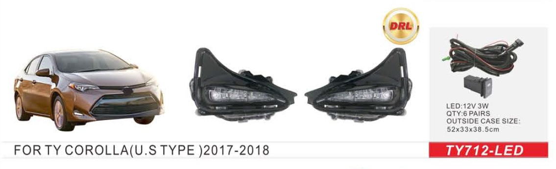 ���� ���. ������ Toyota Corolla 2017-19/U.S Type/TY-712L/DRL-12V3W/e�.��������