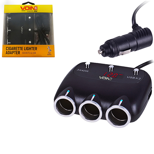 ������������ (����������) ����������� VOIN 3 ������ + 2USB 2400 mA 12/24V SC-3003 ���+���������