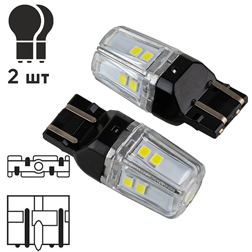 ����� PULSO/���������/LED 7443/W3x16q/12SMD-2835/2��������/9-36v/550/100lm/WHITE