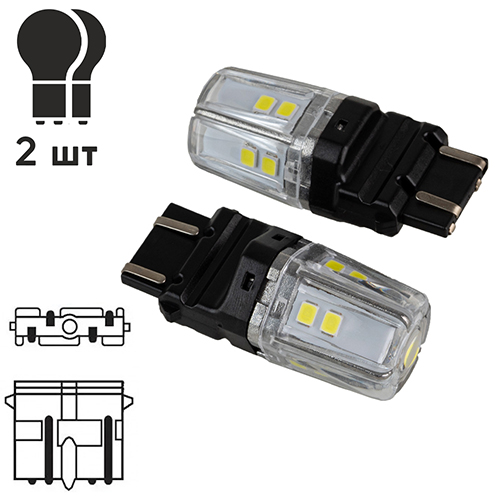 ����� PULSO/���������/LED 3157/W2.5x16q/12SMD-2835/2��������/9-36v/550/100lm/WHITE