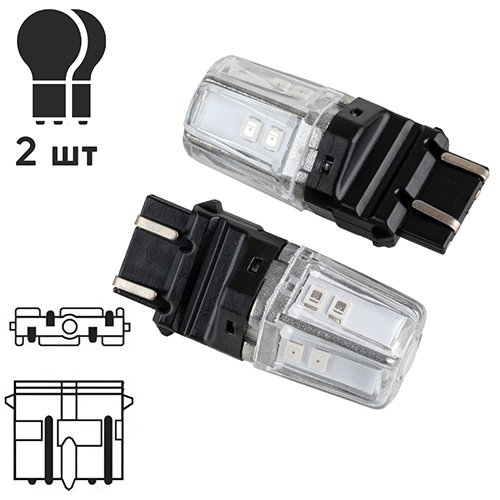 ����� PULSO/���������/LED 3157/W2.5x16q/12SMD-2835/2��������/9-36v/120/50lm/RED