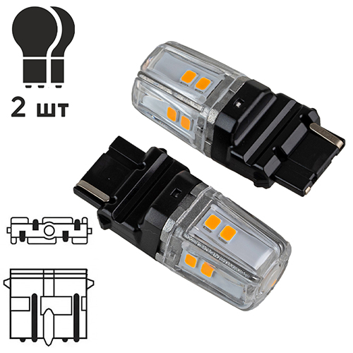 ����� PULSO/���������/LED 3156/W2.5x16q/12SMD-2835/1�������/9-36v/400lm/AMBER