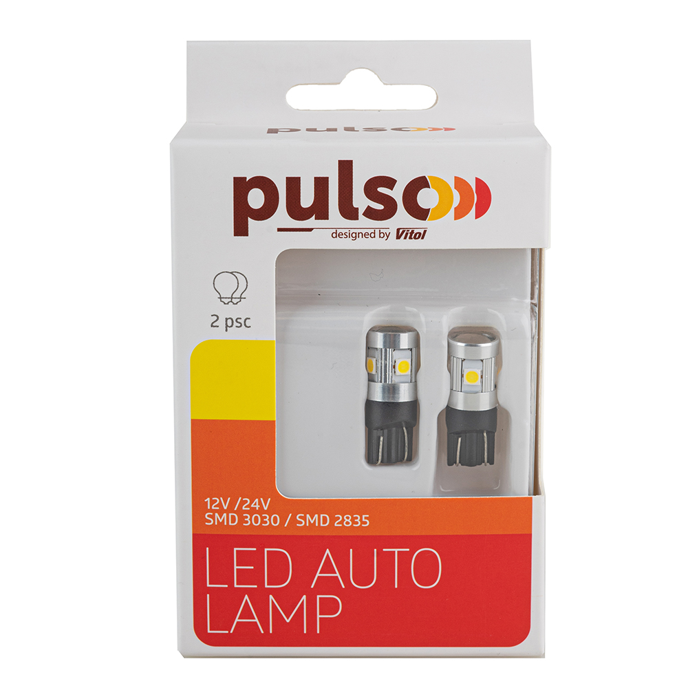 ����� PULSO/���������/LED T10/W2.1x9.5d/6SMD-3030/9-18v/210lm