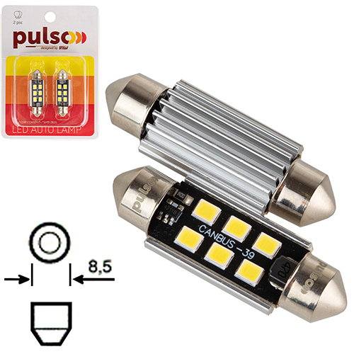 ����� PULSO/�������/LED C5W/39��/CANBUS/9SMD-2835/12v/2,9W/315lm White