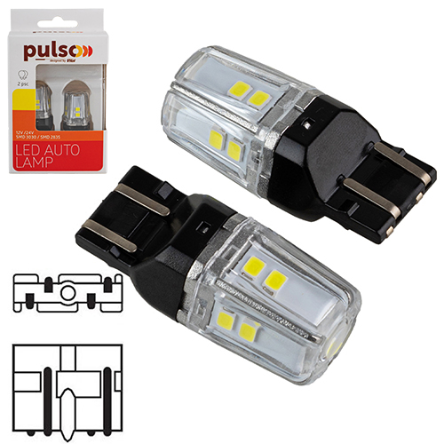 ����� PULSO/���������/LED 7443/W3x16q/12SMD-2835/2��������/9-36v/550/100lm/WHITE