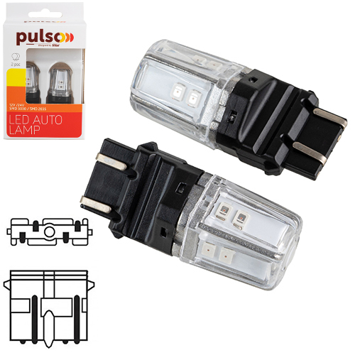 ����� PULSO/���������/LED 3157/W2.5x16q/12SMD-2835/2��������/9-36v/120/50lm/RED