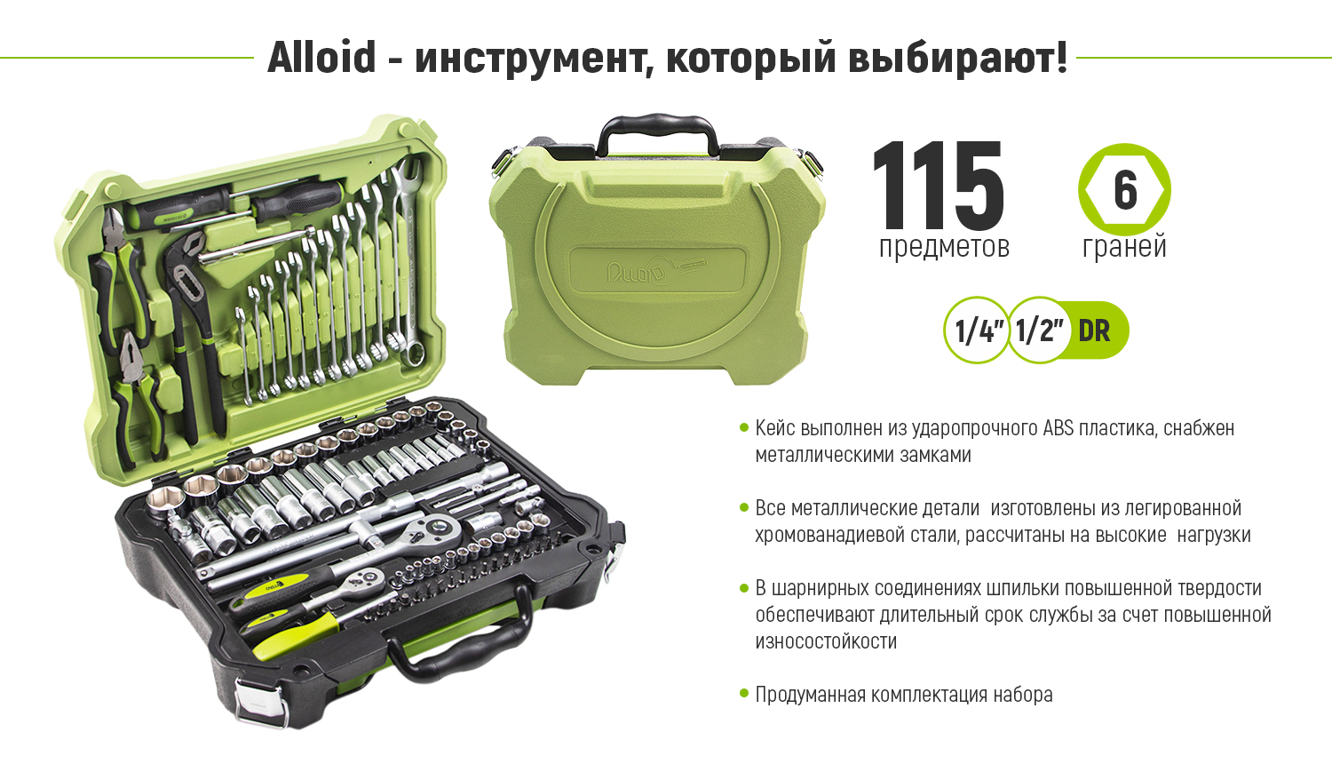 Alloid. ������������� ����� ����������� 1/4" & 1/2", 115 �����. (��-4115�)