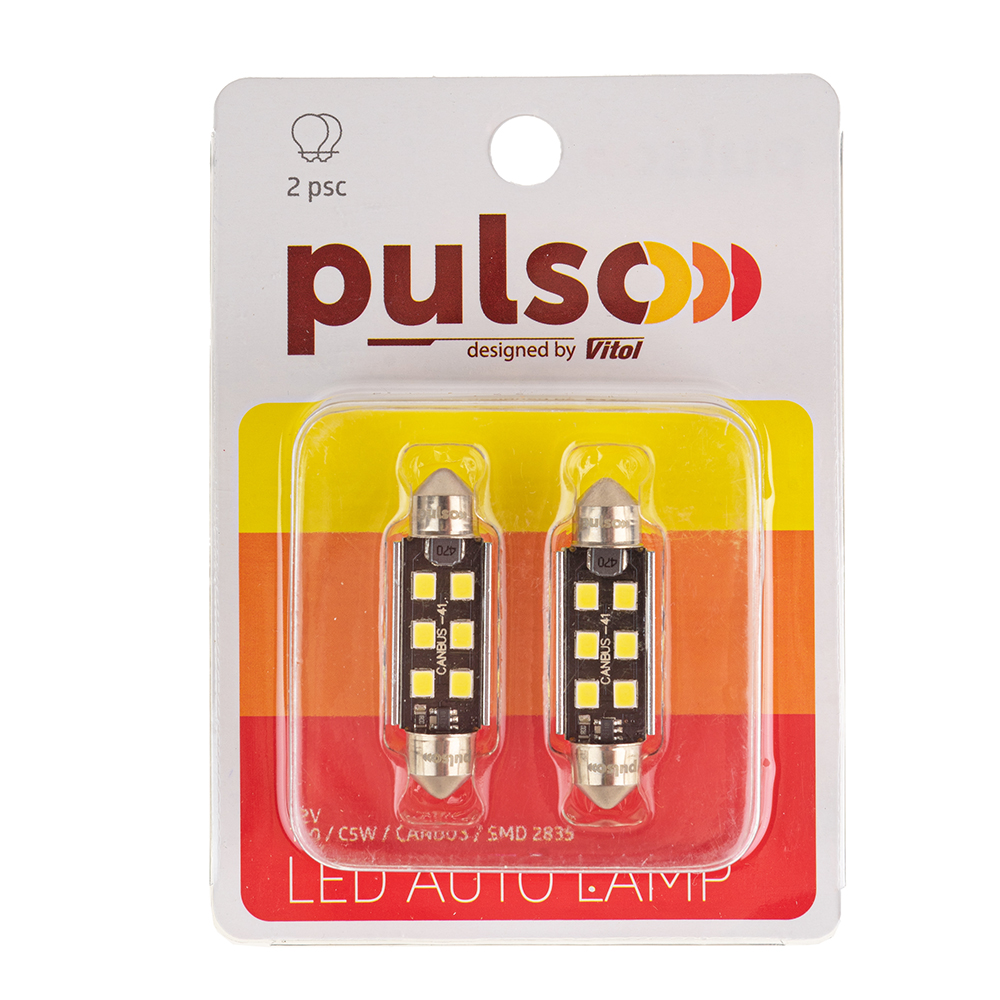 ����� PULSO/�������/LED C5W/41��/CANBUS/9SMD-2835/12v/2,9W/315lm White