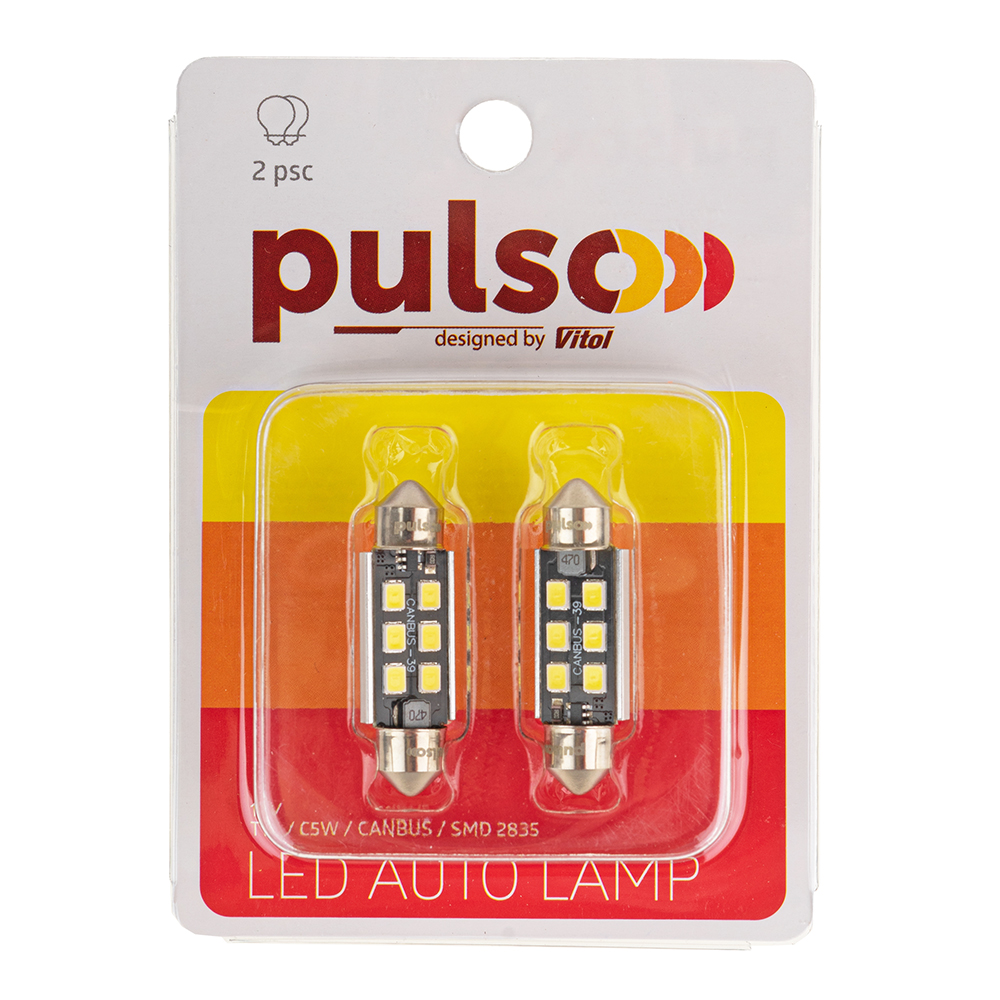 ����� PULSO/�������/LED C5W/39��/CANBUS/9SMD-2835/12v/2,9W/315lm White