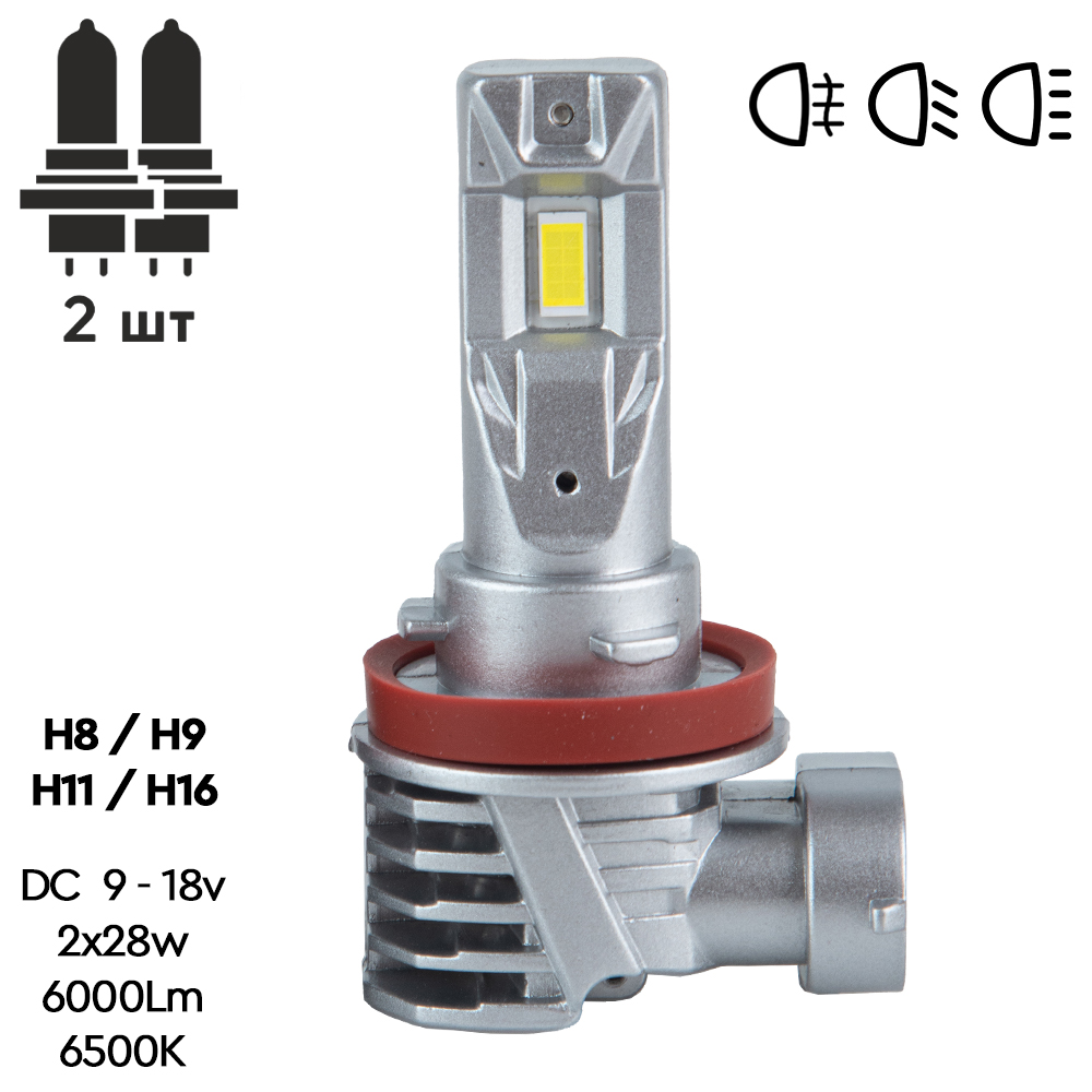 ����� PULSO M6-H8/�9/�11/�16/LED-chips 7535/9-18v/2x28w/6000Lm/6500K