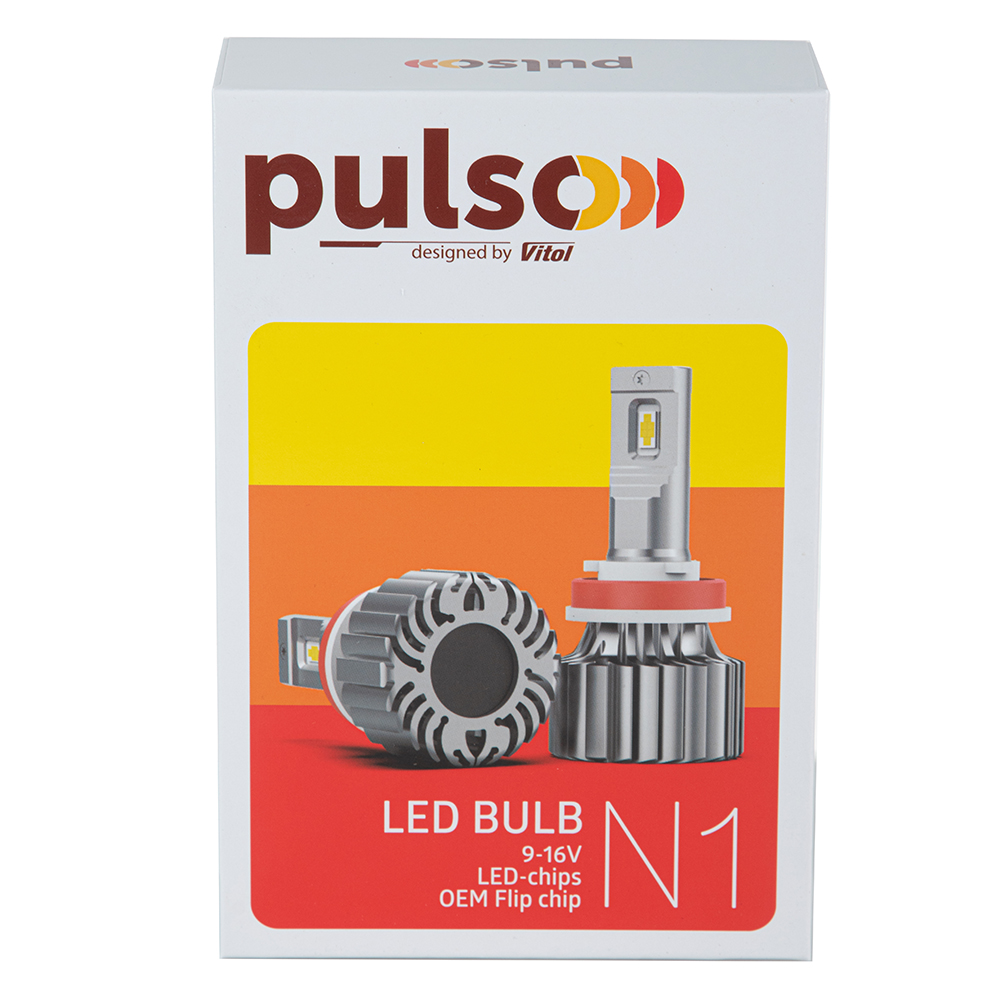 ����� PULSO N1-H4-H/L/LED-chips OEM PHILIPS Flip chip/9-16V/2*70W/8500Lm/6500K
