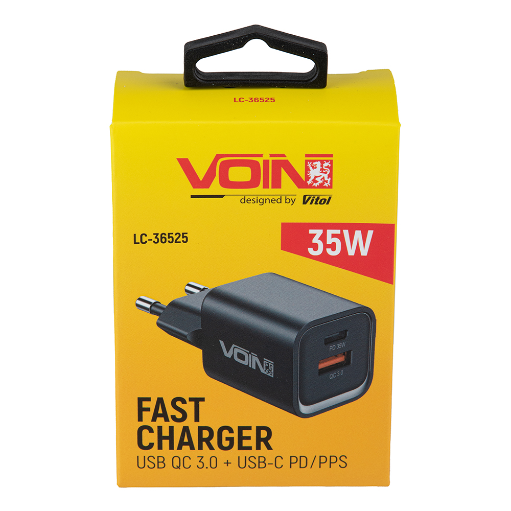 ��������� �������� ������� VOIN 35W, 1 USB, QC3.0 18W + 1 PD 35W