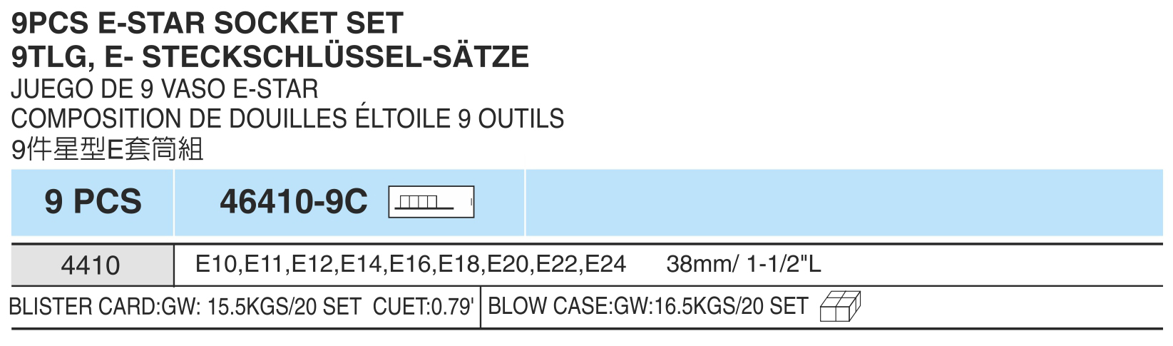 ���� �������� ������� ��������� ����� 1/2"DR �10-�24, 9������������ (46410-9C) HANS