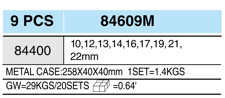 ���� ������� �������� ������� 1/2" DR(10-22) 9 ��. (84609M) HANS