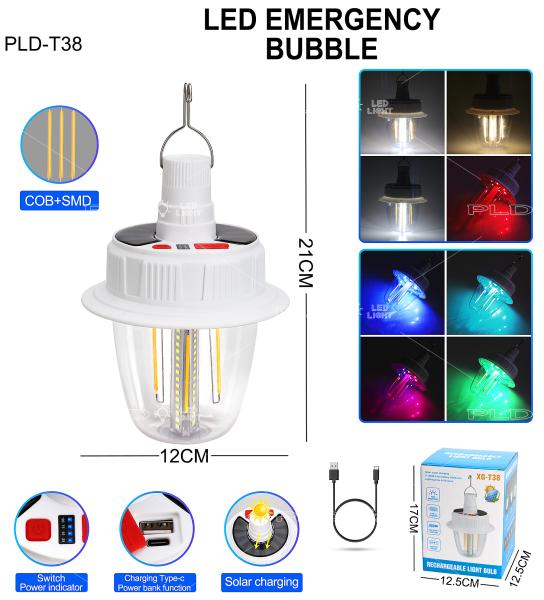 ���������� LED ����� � ������������ T38-COB+SMD(RGB), 2x18650, ������� �������, �����, �� Type-C