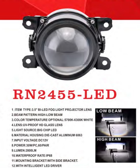 ���� ���. ������ Renault/HD/NS/MB/SZ Cars/RN2455-LED/12V2�30W/High-Low/��.��������