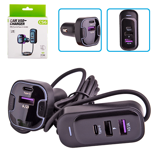 ��������� FM 5�1 CS6 12-24v 2USB 5V-3.1A Type C 5V-3.1A 3in1